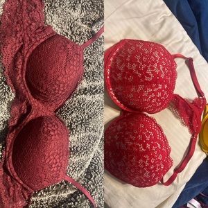 Two red lace bras!!